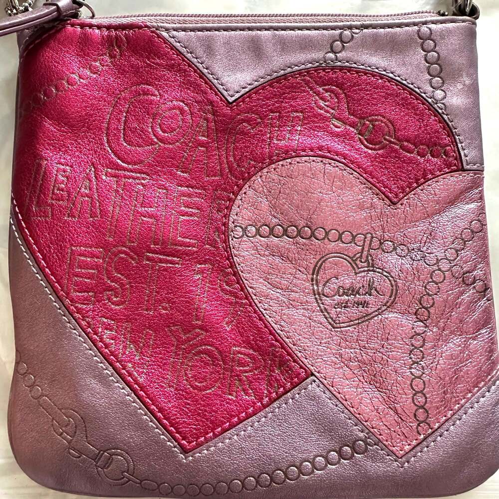vintage Coach Jewel Hearts Metallic Lilac Pink Swingpack Crossbody Bag Y2K